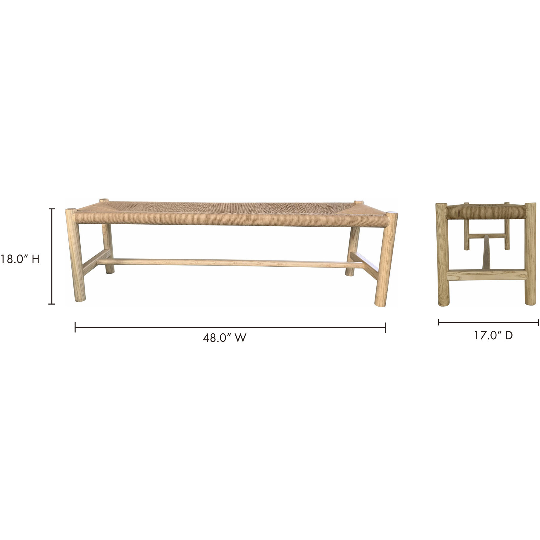 Hawthorn Natural Bench, Small