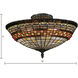 Jewelstone 3 Light 16 inch Classic Bronze with Multicolor Semi Flush Mount Ceiling Light