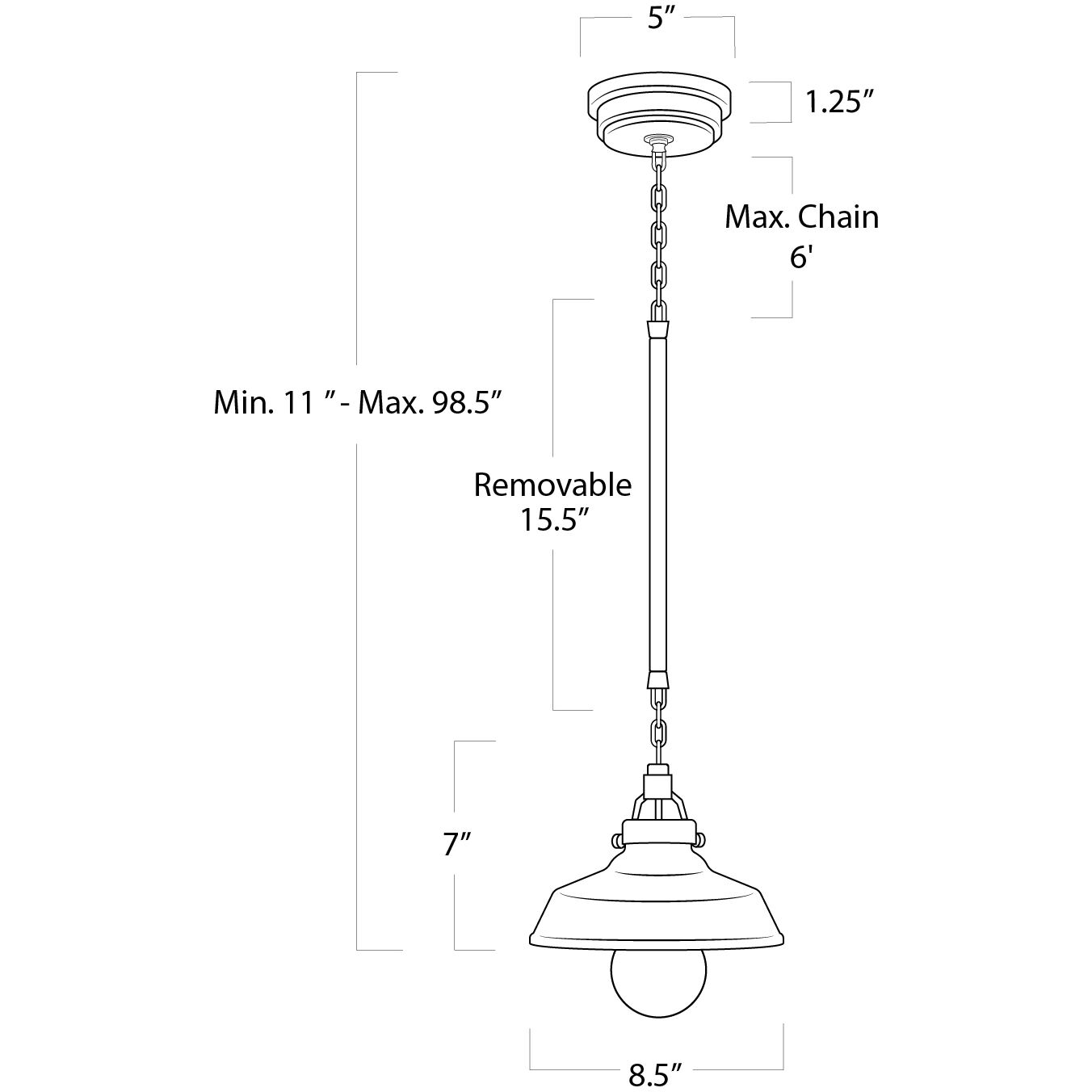 Maine 1 Light 8.5 inch White Pendant Ceiling Light, Small