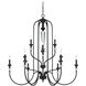 Boulevard 12 Light 44.25 inch Mocha Bronze Silver Wash Chandelier Ceiling Light