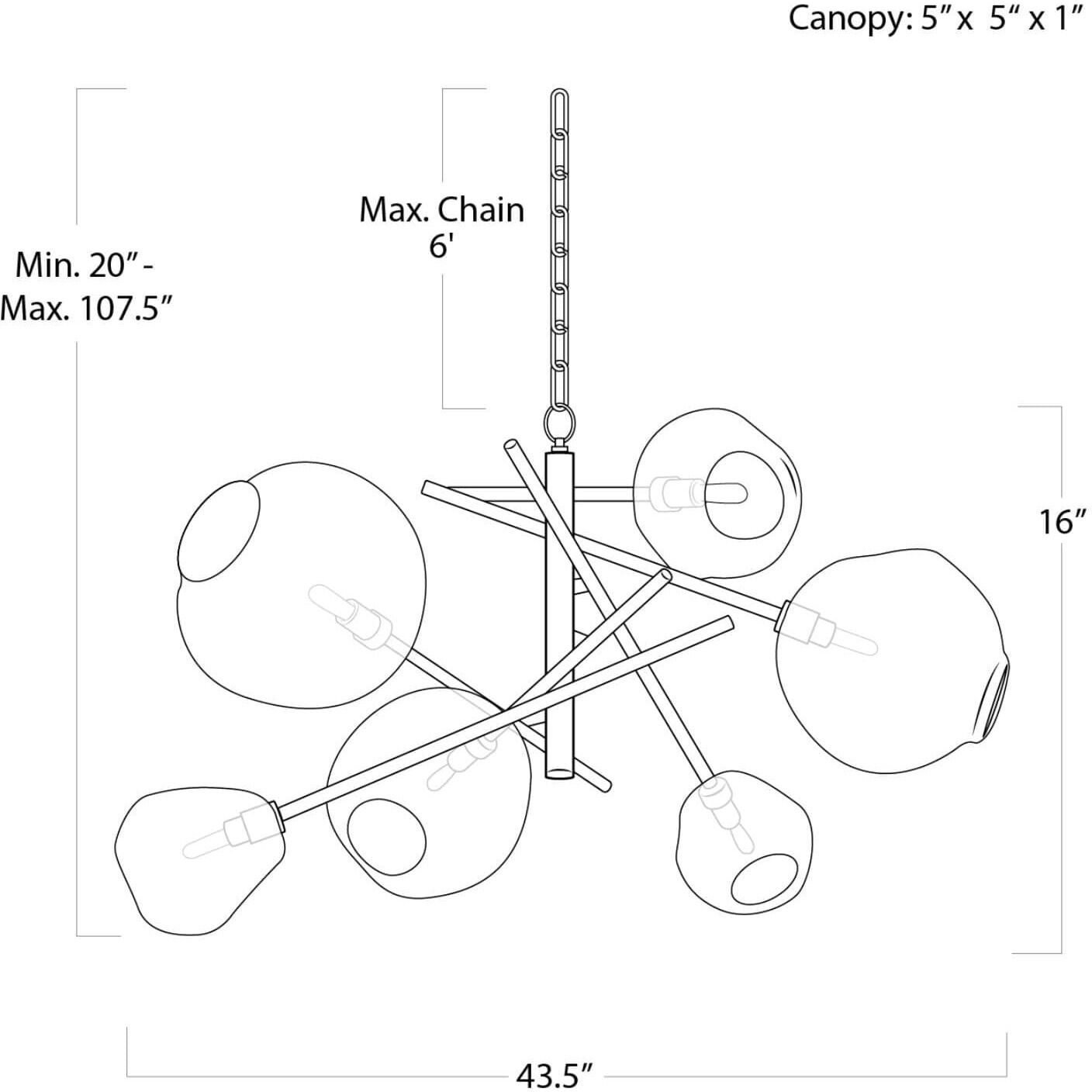 Molten 6 Light 43.5 inch Polished Nickel Chandelier Ceiling Light