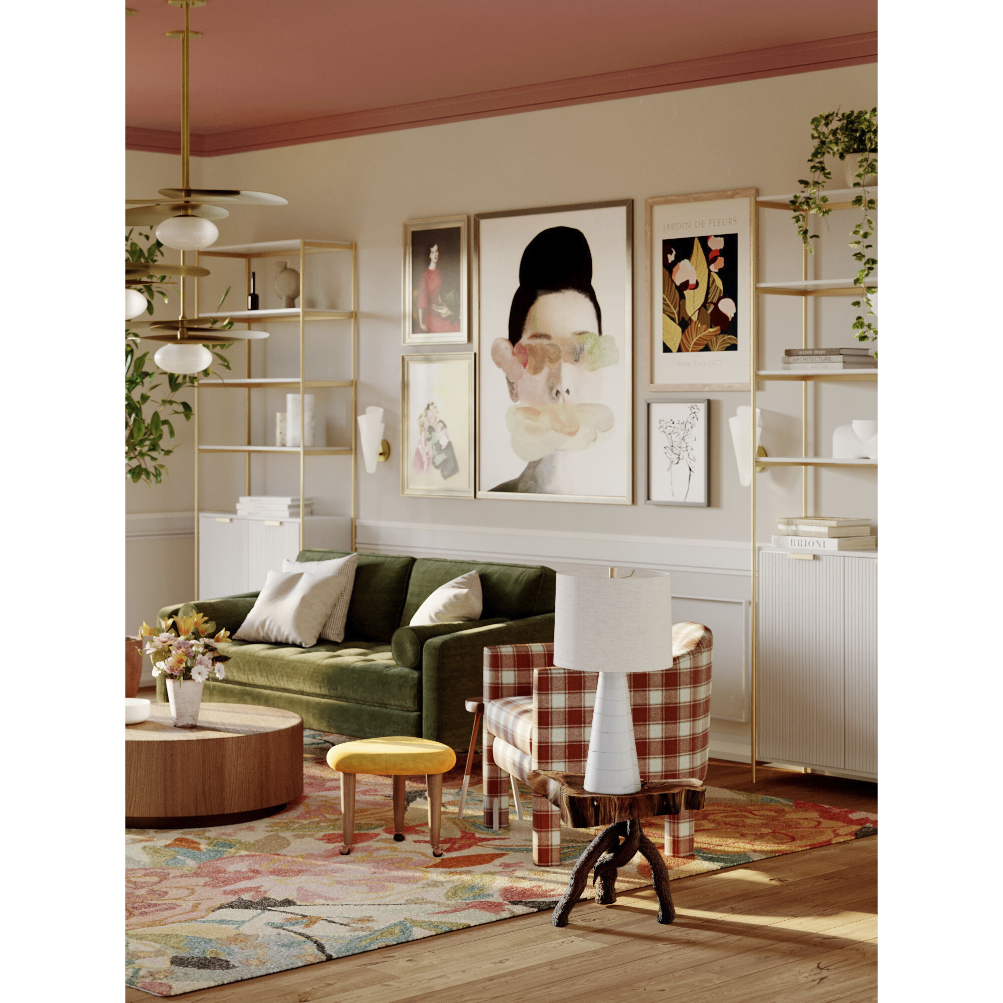 Allida 1 Light 30 inch Vintage Gold Leaf Pendant Ceiling Light