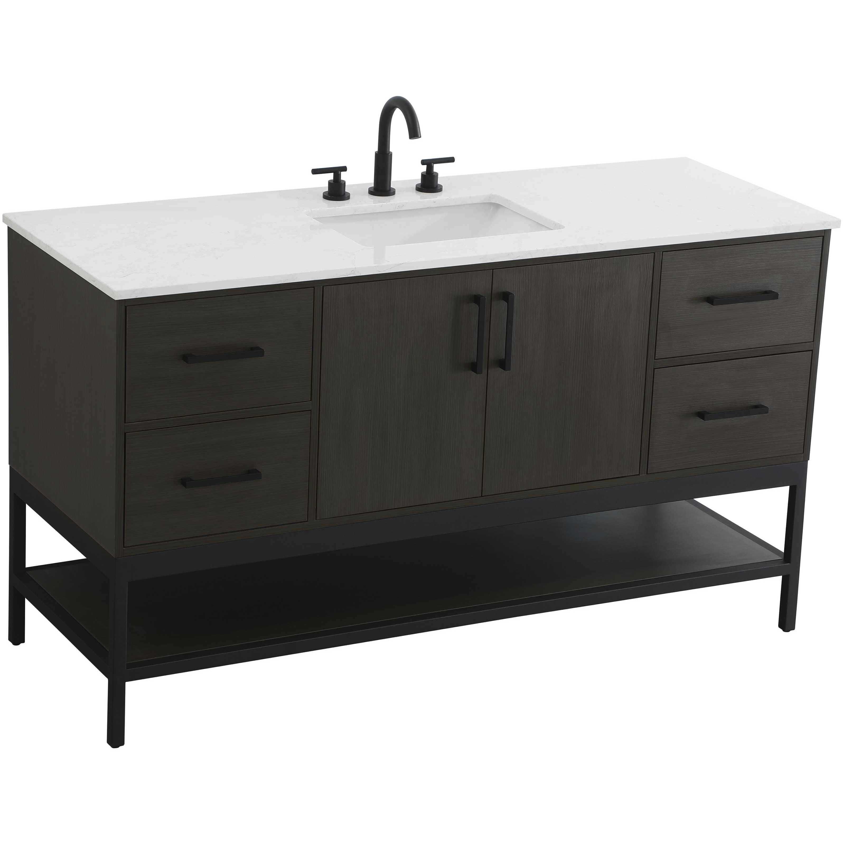 Lennox 60 X 34 inch Mocha Brown Bathroom Vanity Cabinet