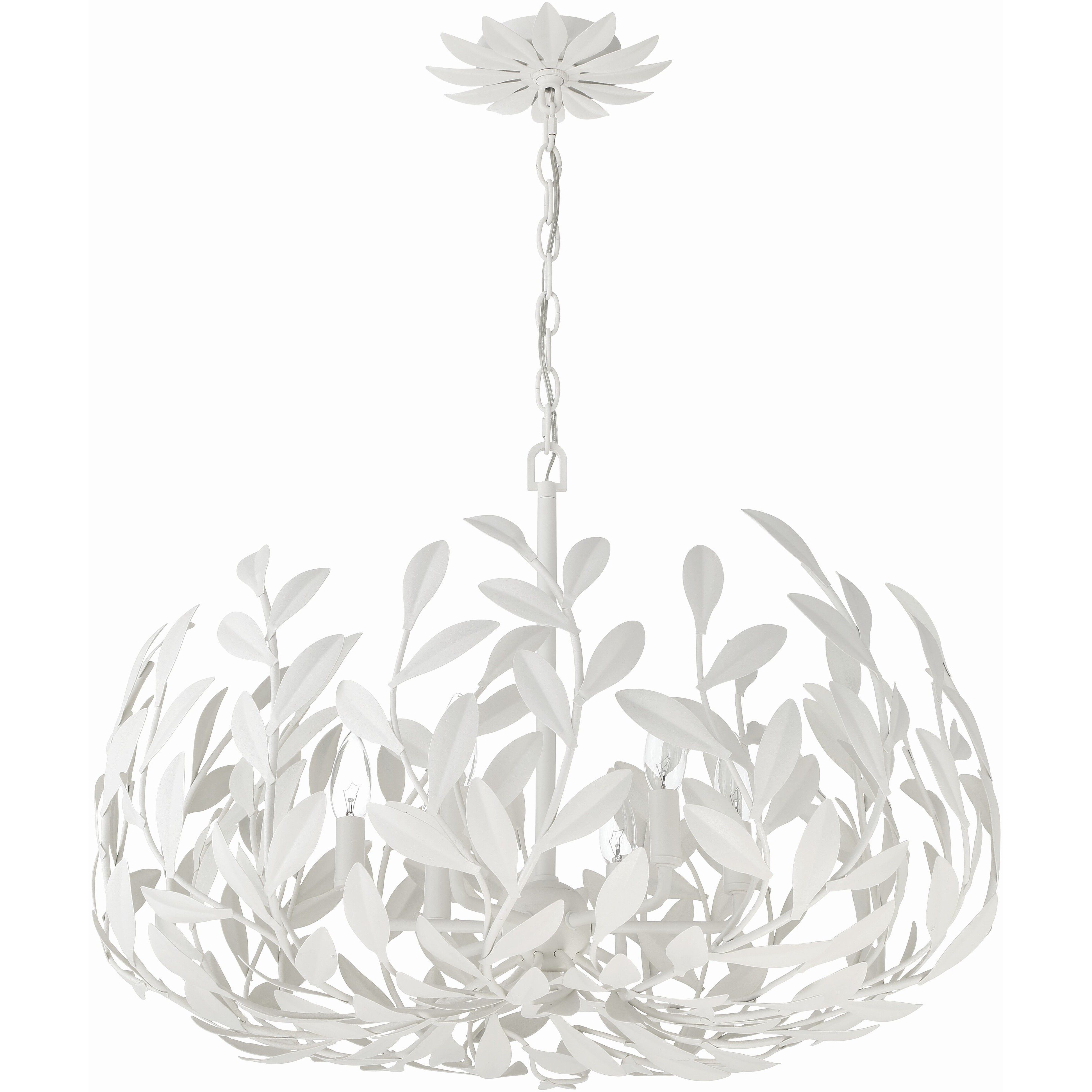 Broche 6 Light 27 inch Matte White Chandelier Ceiling Light
