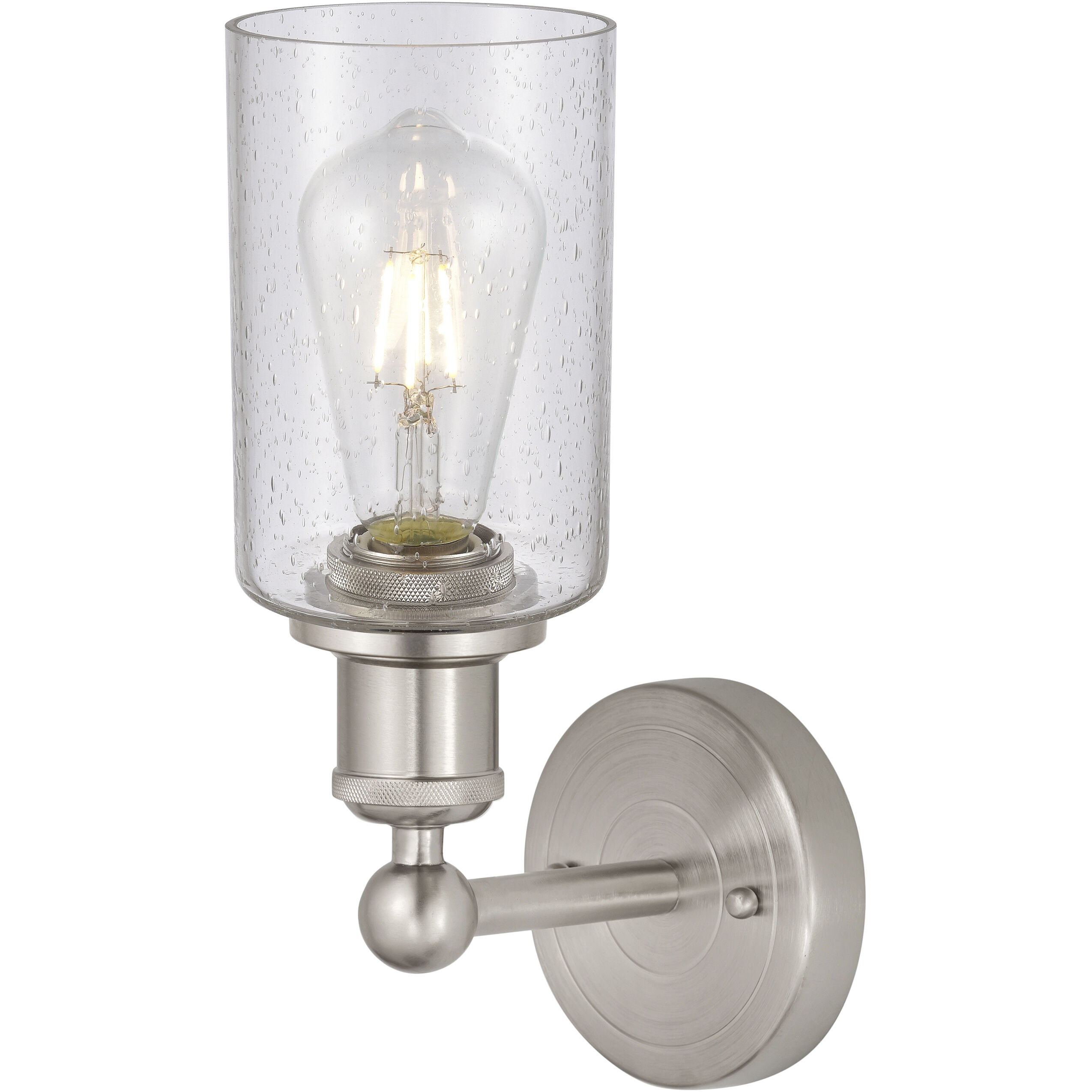 Clymer 1 Light 3.88 inch Brushed Satin Nickel Sconce Wall Light in Seedy Glass