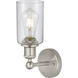 Clymer 1 Light 3.88 inch Brushed Satin Nickel Sconce Wall Light in Seedy Glass
