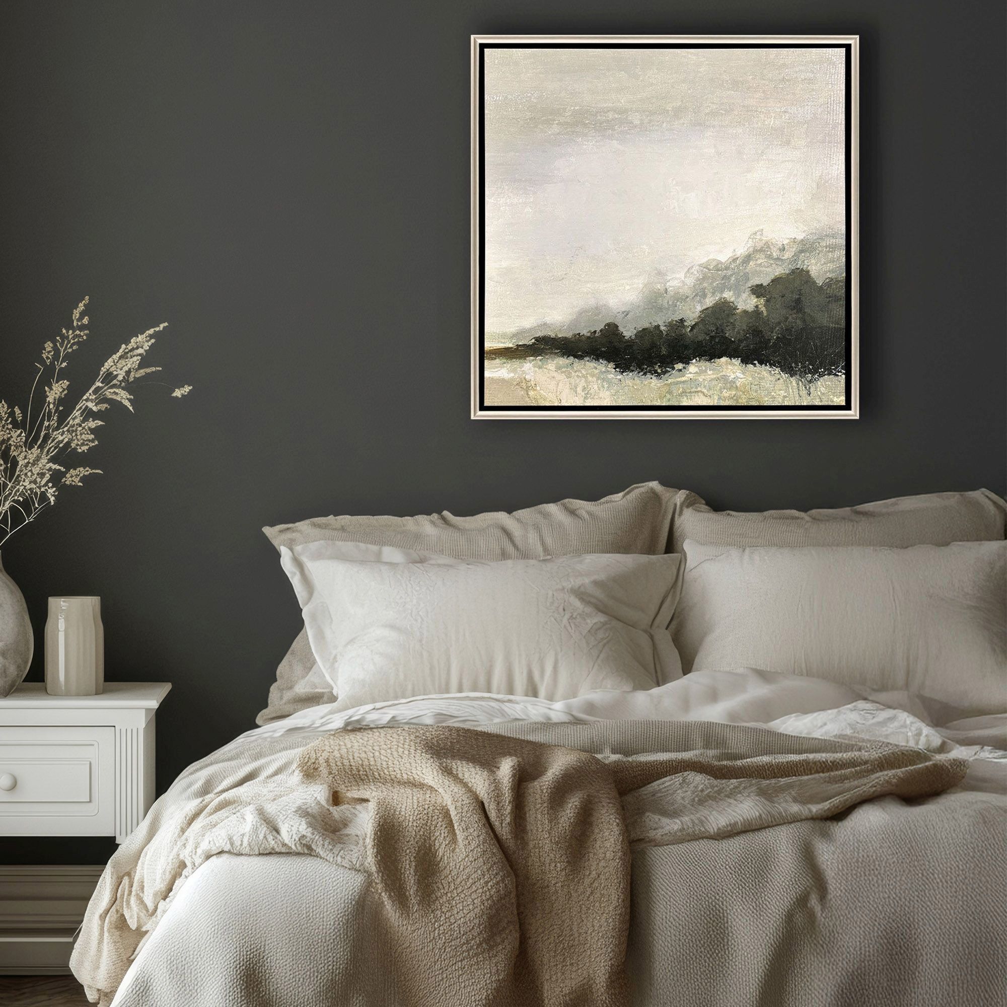 Along the Path Green and Neutral Canvas