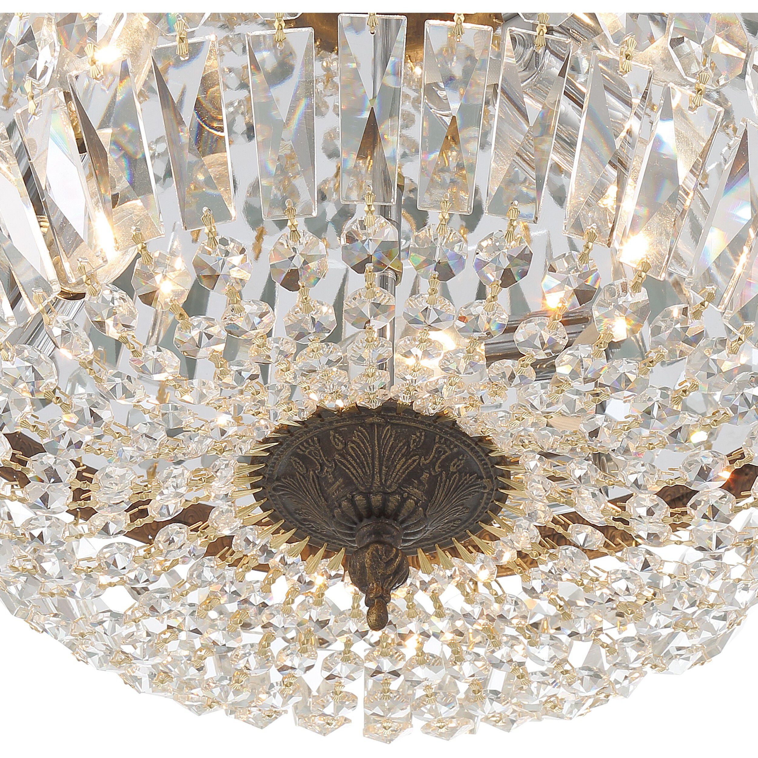 Waltham 3 Light 16 inch English Bronze Flush Ceiling Light in Clear Hand Cut