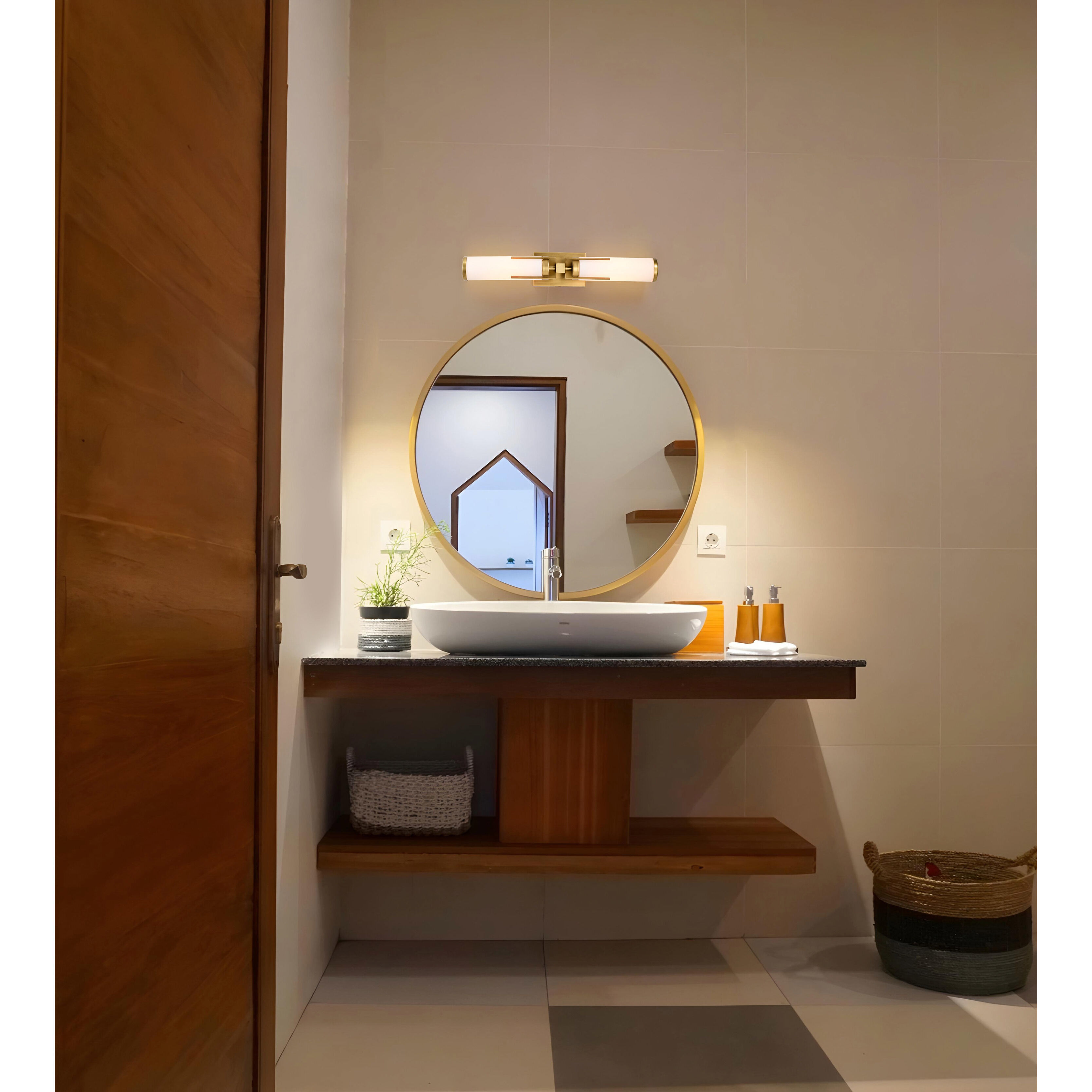 Roselle 2 Light 24 inch Natural Brass Vanity Light Wall Light