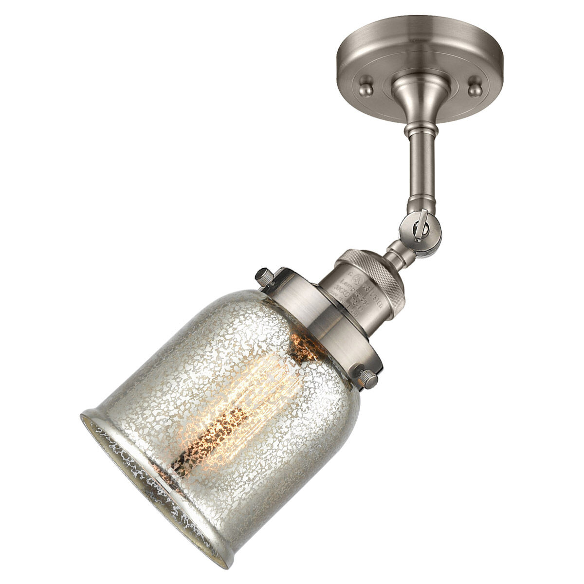 Franklin Restoration Small Bell LED 5 inch Brushed Satin Nickel Sconce Wall Light in Silver Plated Mercury Glass, Franklin Restoration
