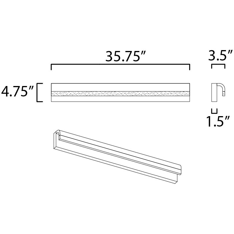 Waterfall LED 35.75 inch Polished Chrome Bath Vanity Light Wall Light