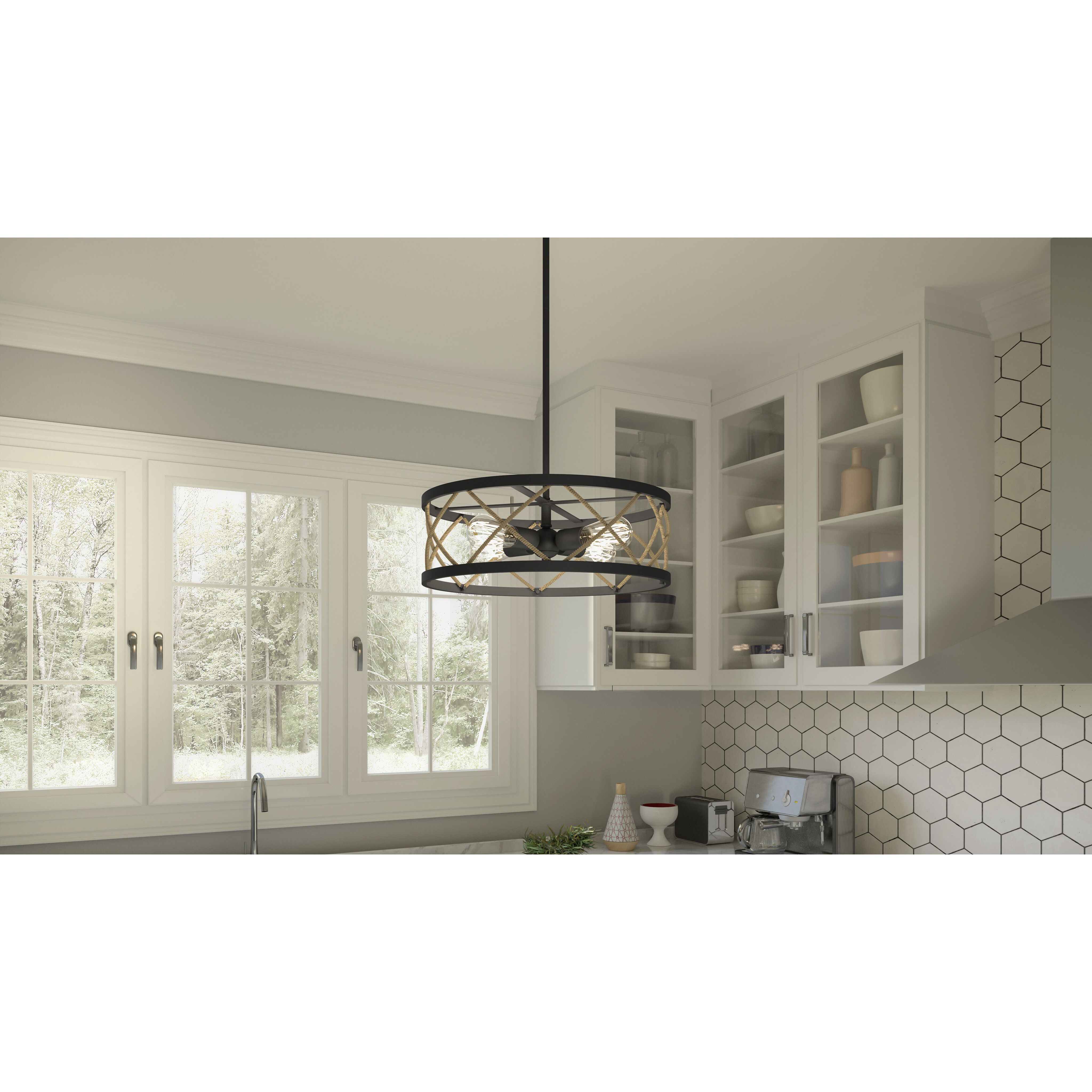 Cedar Park 4 Light 18 inch Matte Black Pendant Ceiling Light