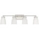 Contemporary 4 Light 32 inch Brushed Nickel Bathroom Vanity Light Wall Light