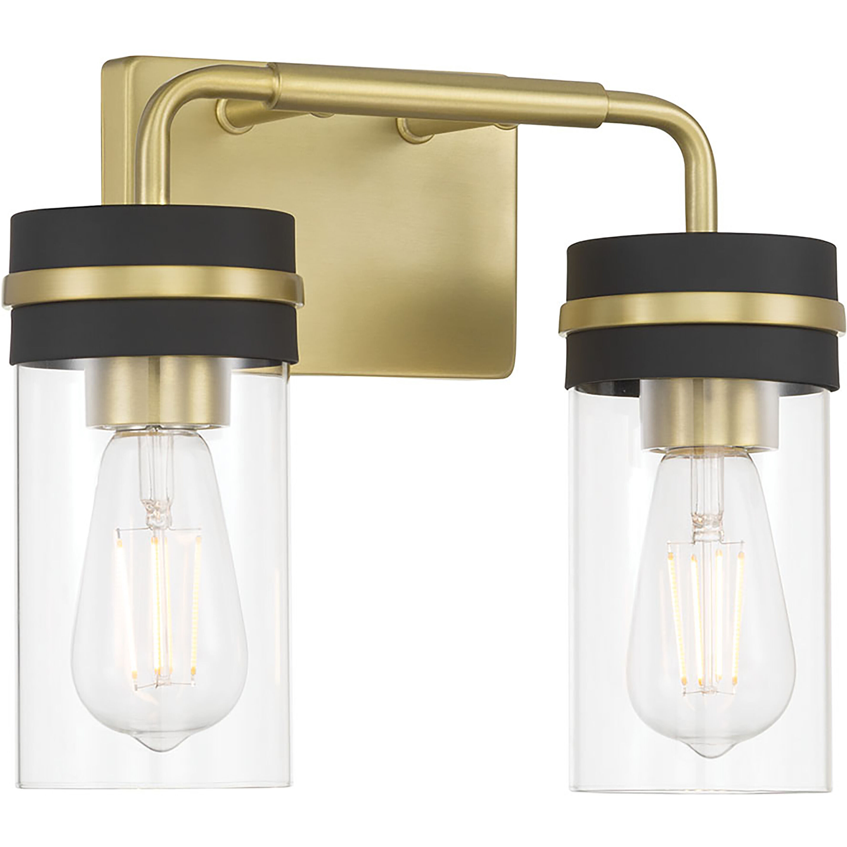 Marbridge 2 Light 12 inch Vintage Brass and Matte Black Bathroom Vanity Light Wall Light