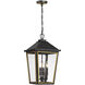 Hawkins 4 Light 12 inch Matte Black and Textured Gold Outdoor Pendant
