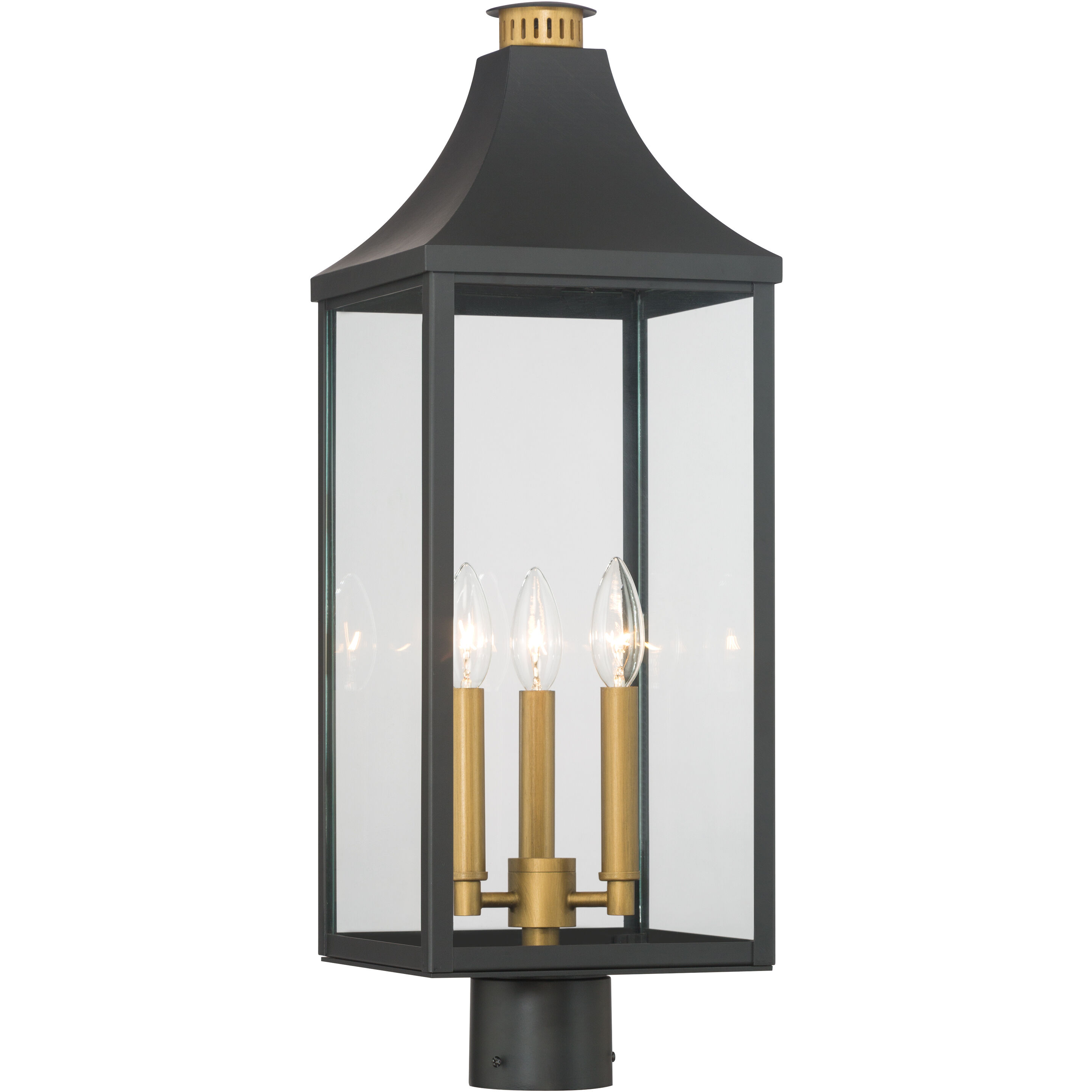 Hurstborne 3 Light 25 inch Dark Matte Black and Painted Legacy Brass Outdoor Post Lantern