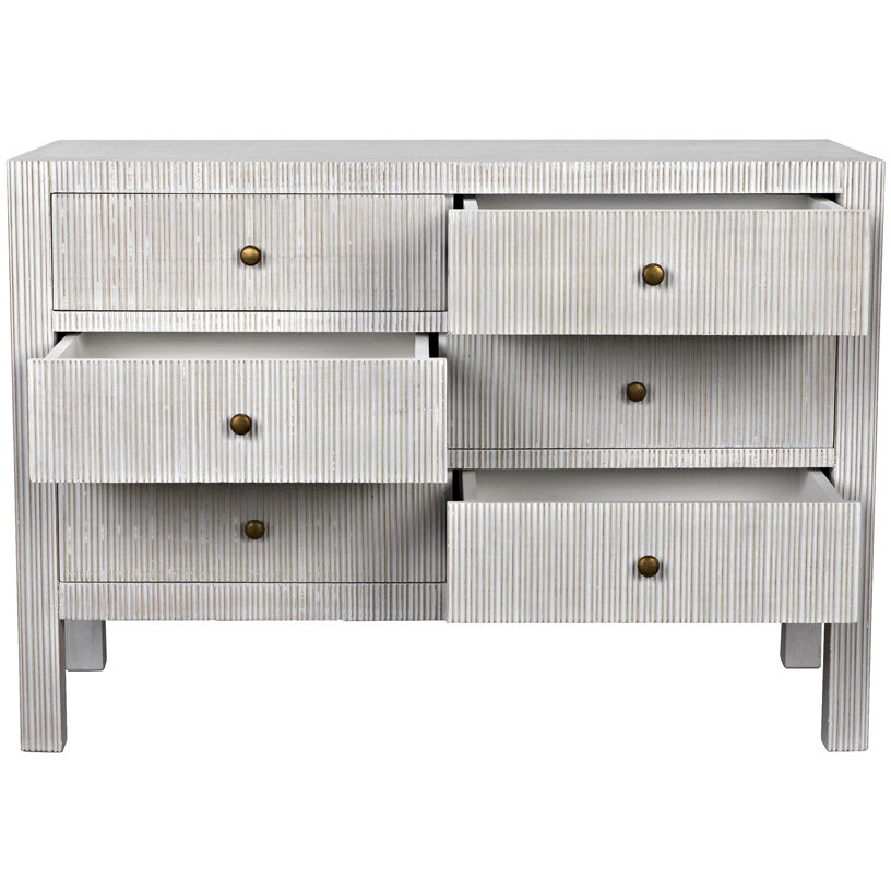Conrad White Wash Dresser, 6 Drawer
