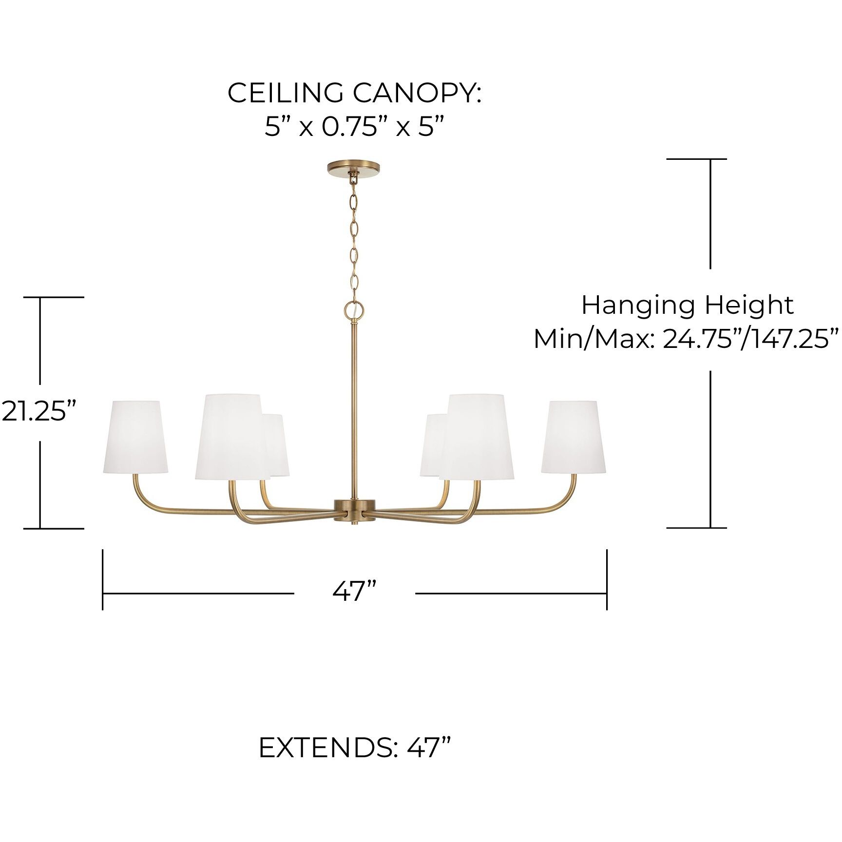 Brody 6 Light 47 inch Aged Brass Chandelier Ceiling Light