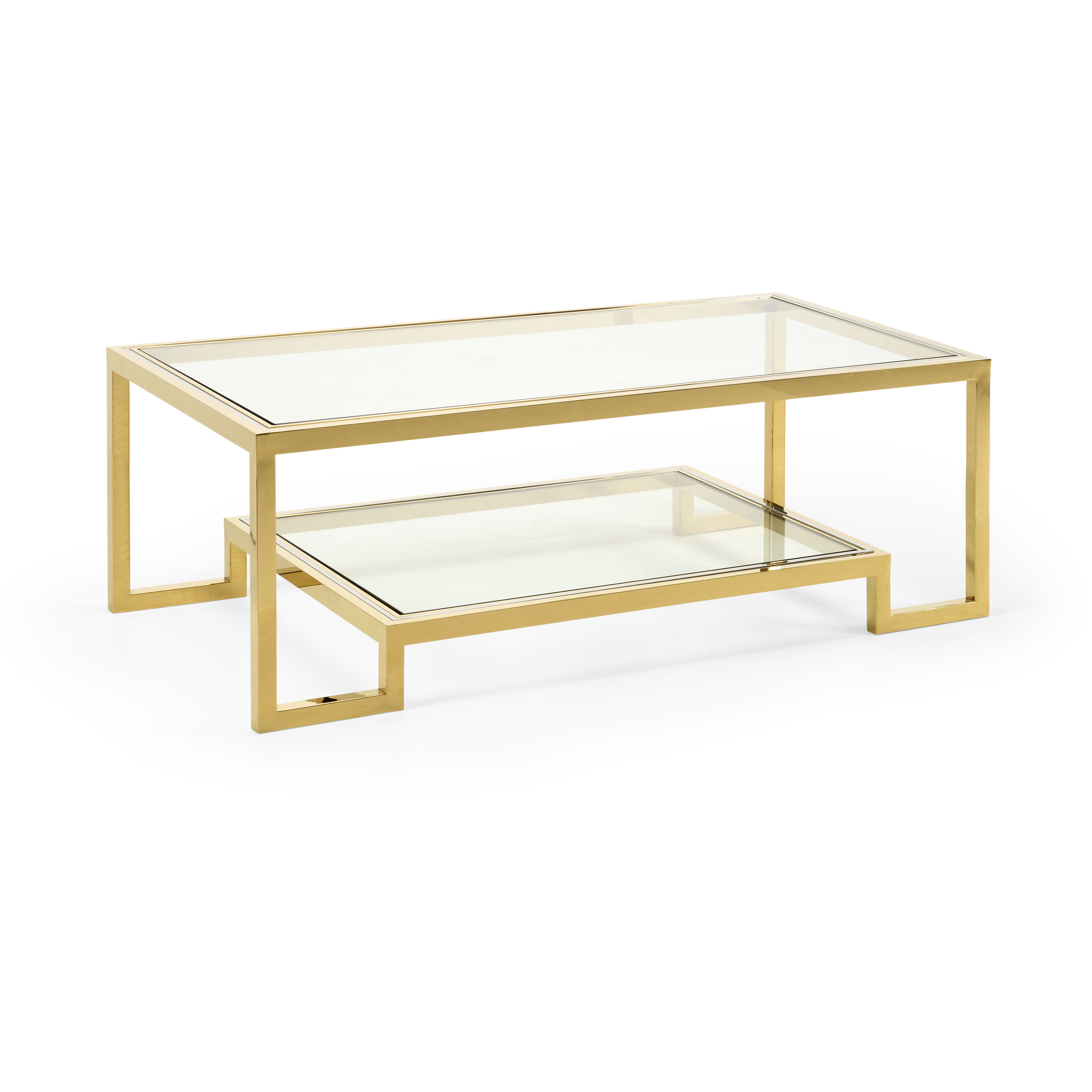 Dasher 51.25 X 17.75 inch Clear and Gold Cocktail Table