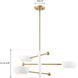 Contemporary 3 Light 33.75 inch White with Natural Brass Chandelier Ceiling Light
