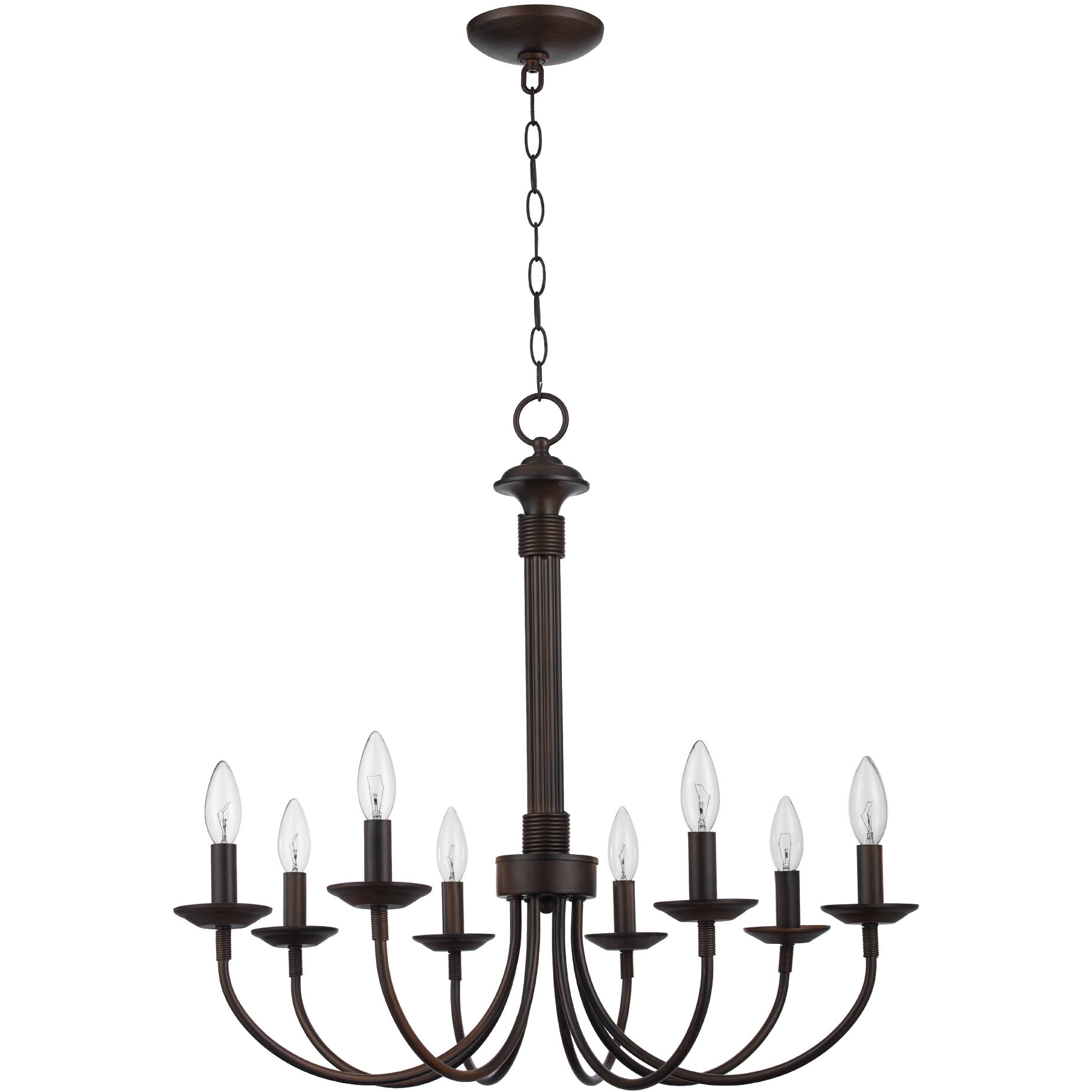 Candle 8 Light 27 inch Rubbed Oil Bronze Chandelier Ceiling Light