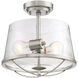 Darby 2 Light 12 inch Satin Platinum Semi-Flush Ceiling Light