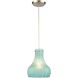 Coastal Scallop 1 Light 8 inch Satin Nickel Mini Pendant Ceiling Light in Seafoam Sugar Scavo Glass