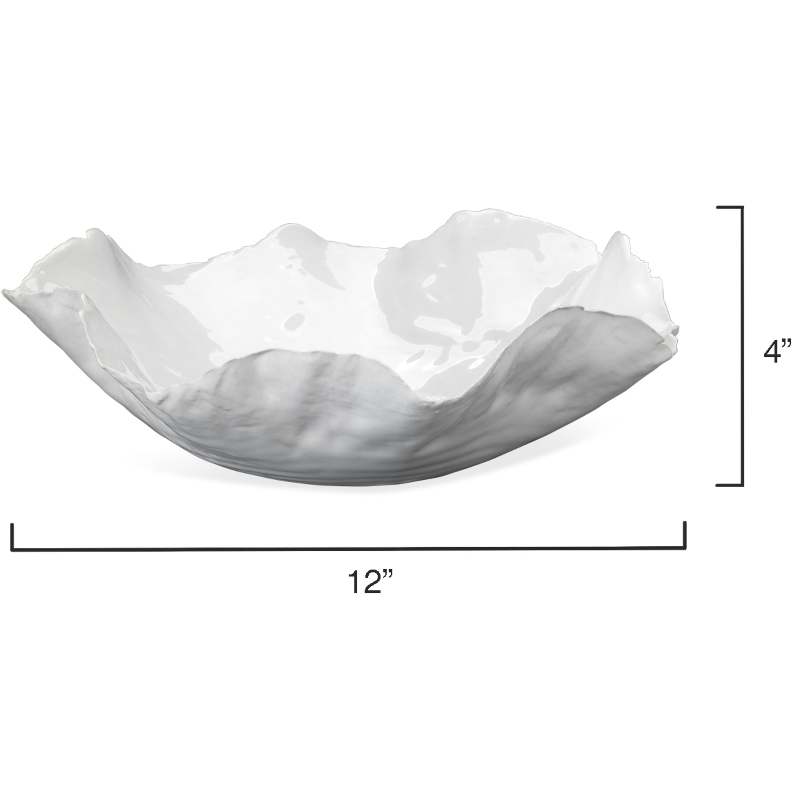 Peony 13 X 4 inch Bowl in White Ceramic