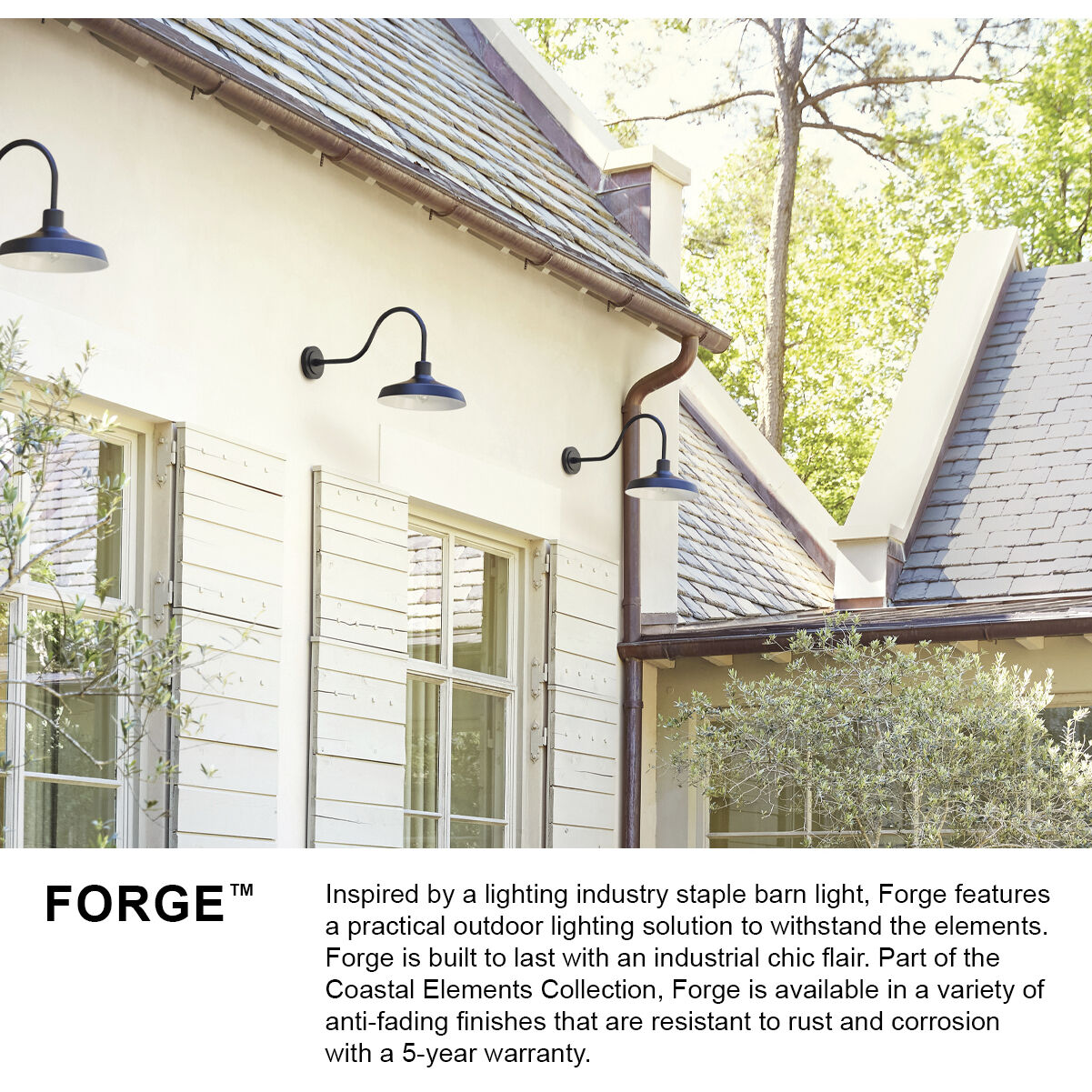 Forge Outdoor Wall Mount in Black, Coastal Elements