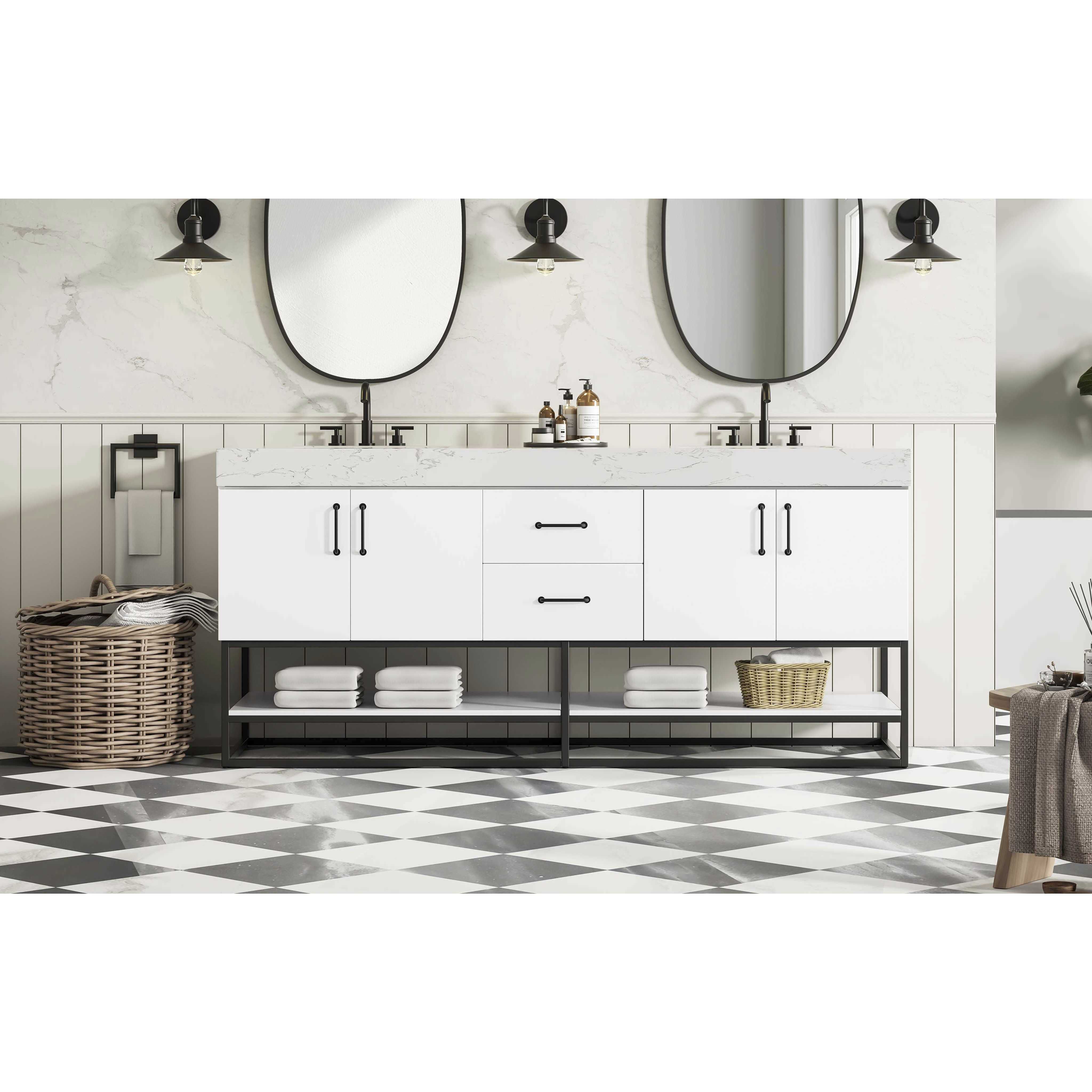 Caroline 72 X 34 inch White Bathroom Vanity Cabinet