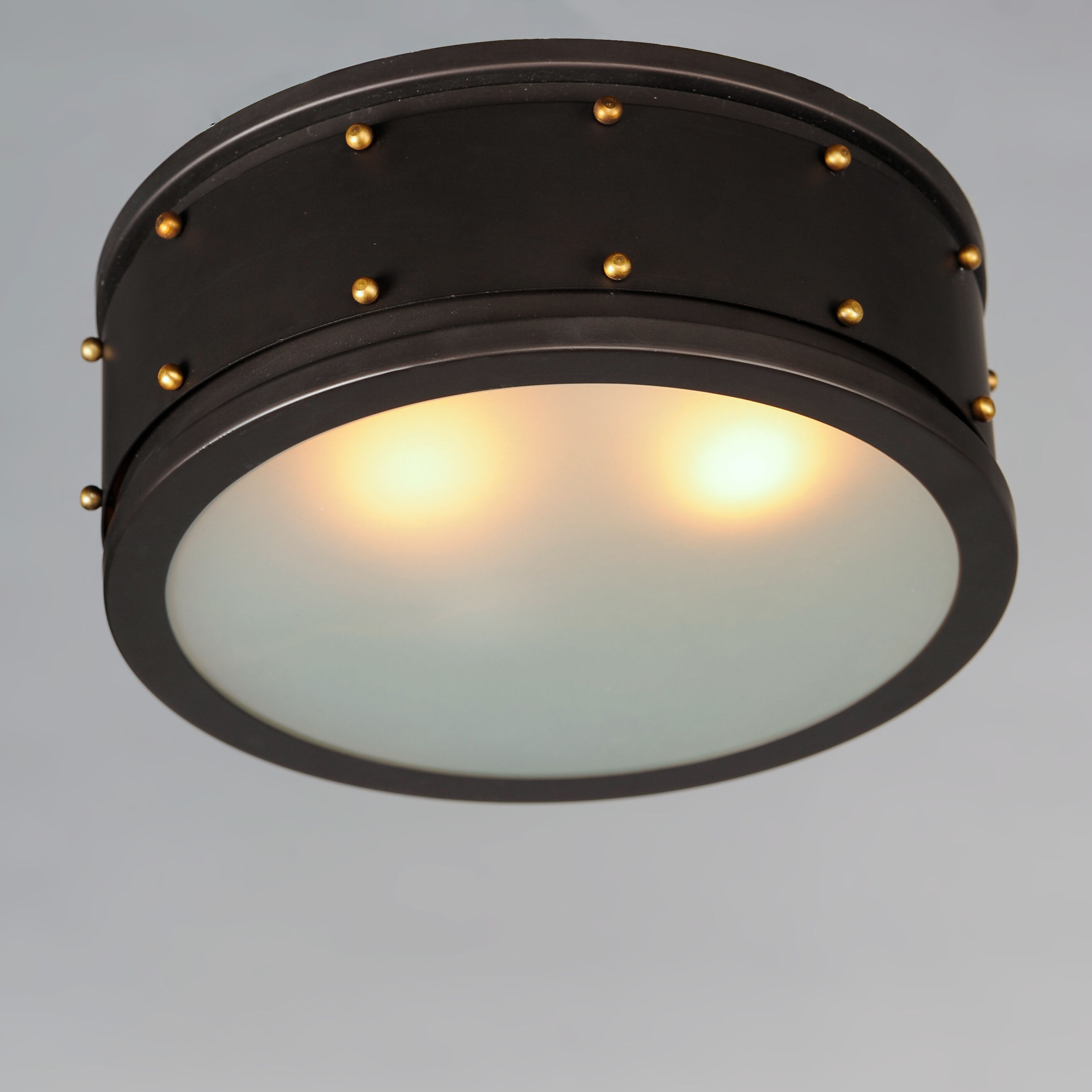 Trestle 2 Light 13 inch Oil Rubbed Bronze/Antique Brass Flush Mount Ceiling Light