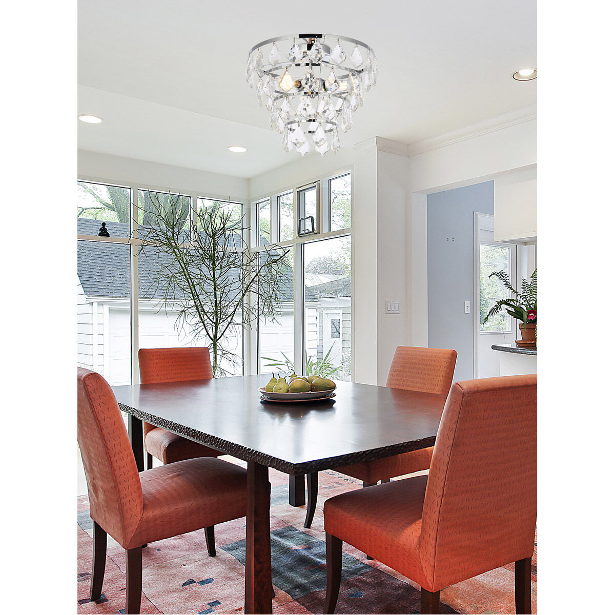 Ella 3 Light 16 inch Chrome Flush Mount Ceiling Light