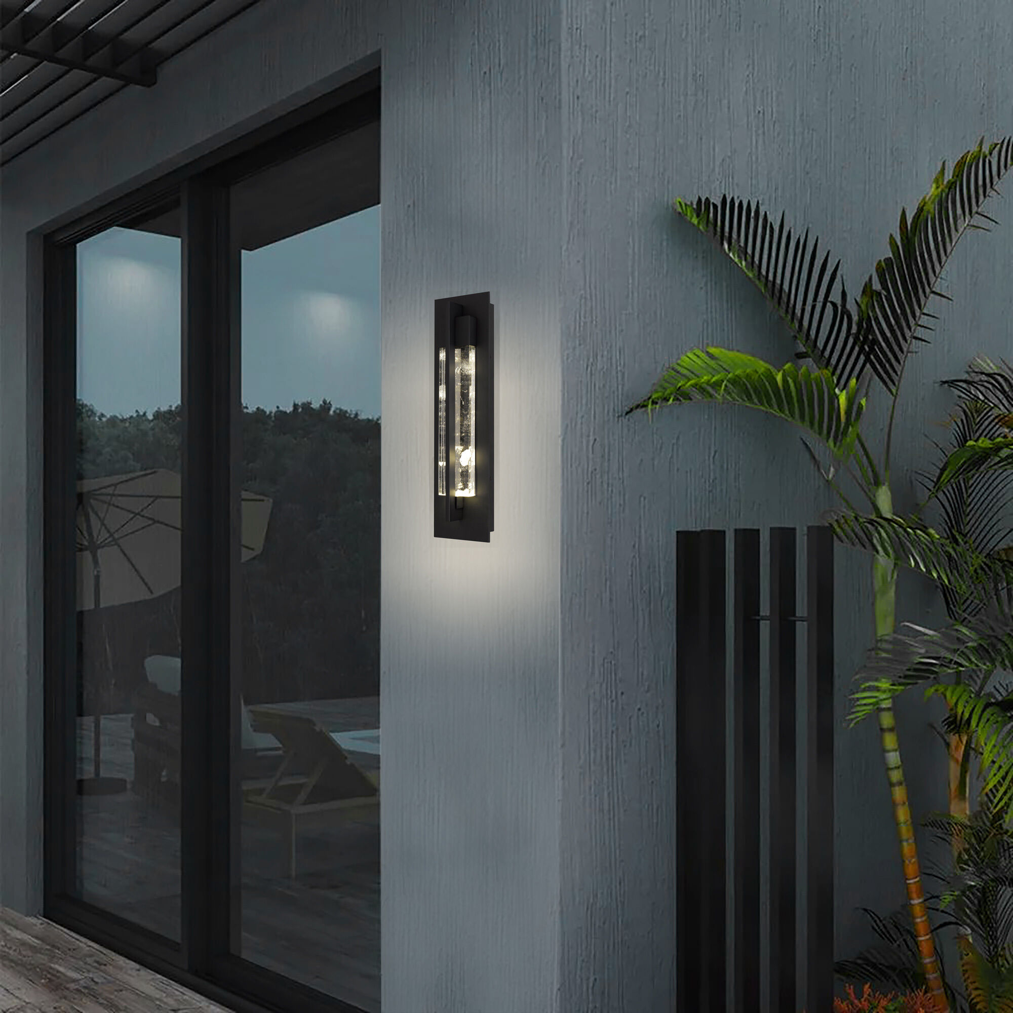 Rivera LED 20 inch Sand Black Outdoor Wall Sconce