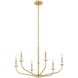 Leah 6 Light 30 inch Brushed Gold and White Chandelier Ceiling Light