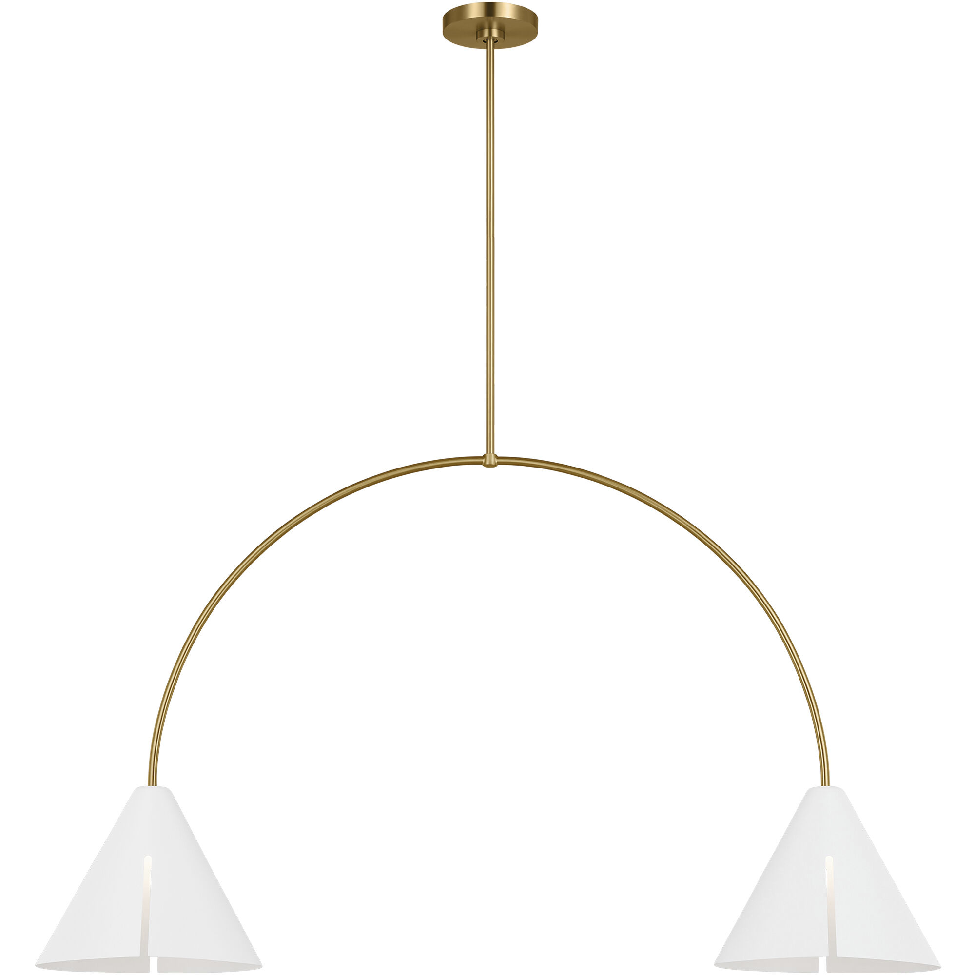 Kelly by Kelly Wearstler Cambre 2 Light 48 inch Matte White and Burnished Brass Linear Chandelier Ceiling Light in Matte White / Burnished Brass