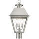 Wentworth 3 Light 22 inch Brushed Nickel Outdoor Post Top Lantern, Large