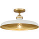 Crowne 1 Light 16 inch Legacy Brass and Off White Cream Semi Flush Ceiling Light
