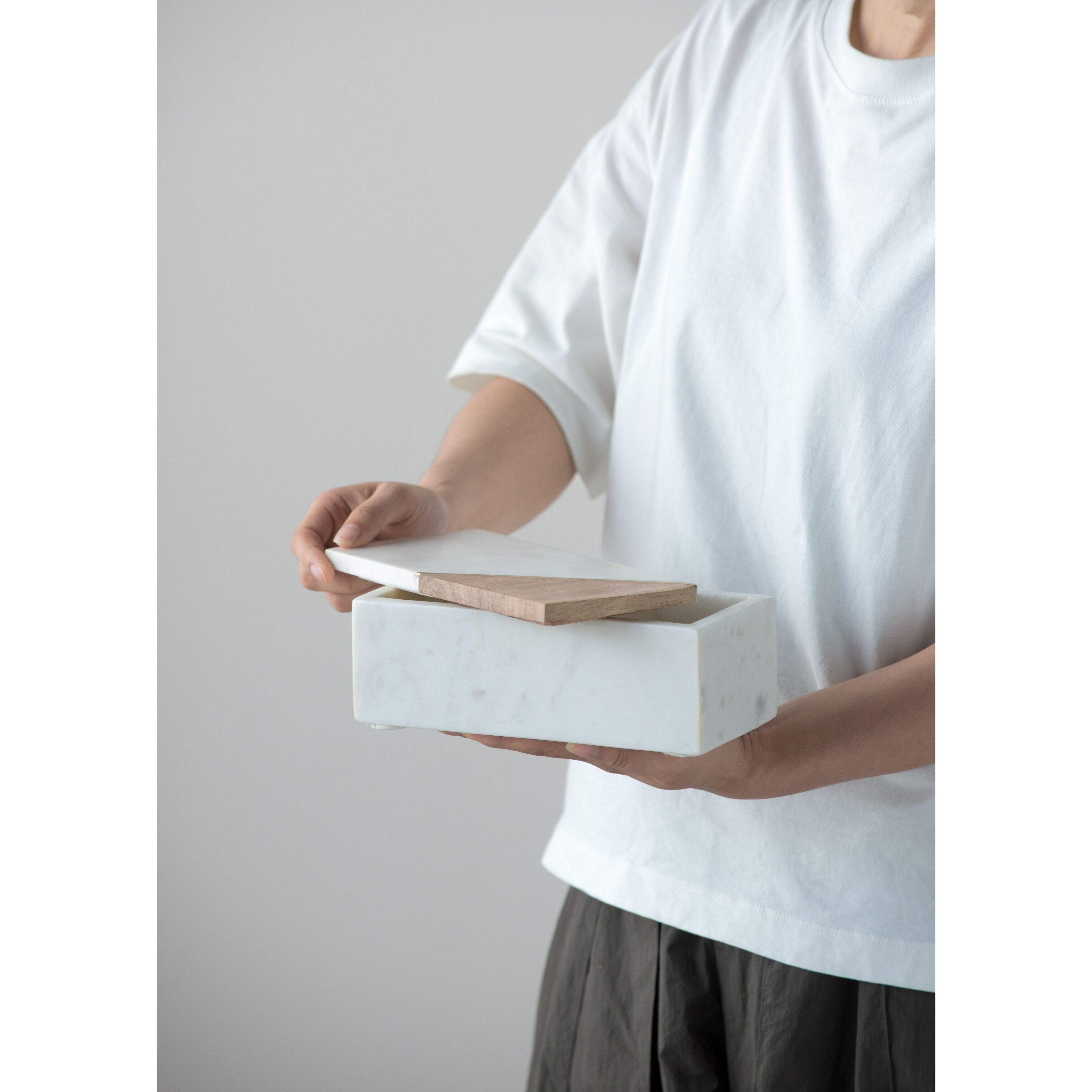 Anita 3.9 inch White/Brown Marble Boxes