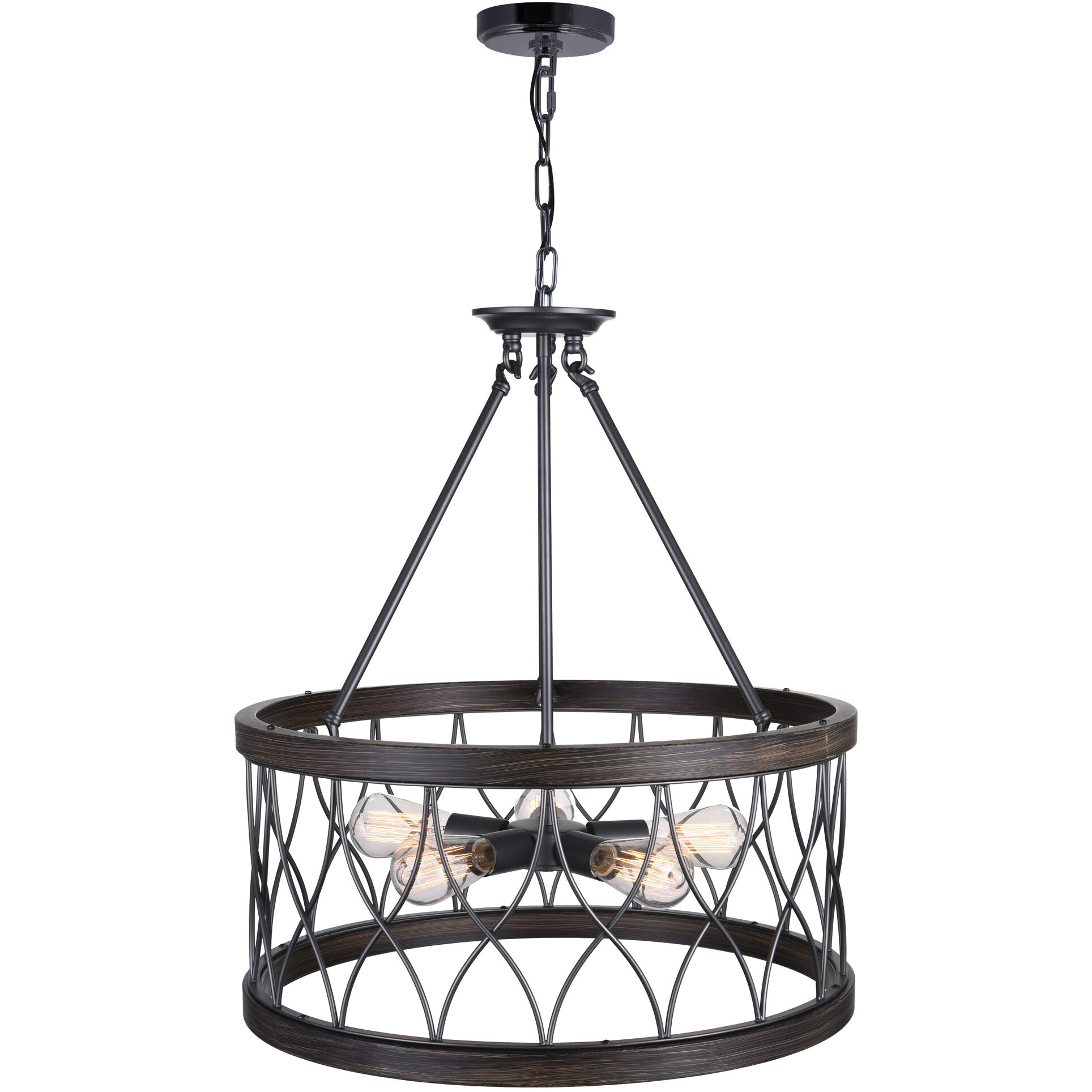 Amazon 5 Light 23 inch Gun Metal Drum Shade Chandelier Ceiling Light