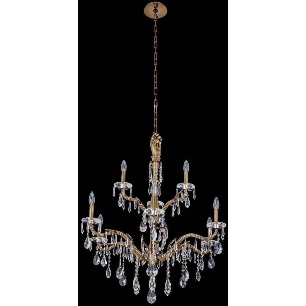 Venere 9 Light 32 inch Historic Brass Chandelier Ceiling Light