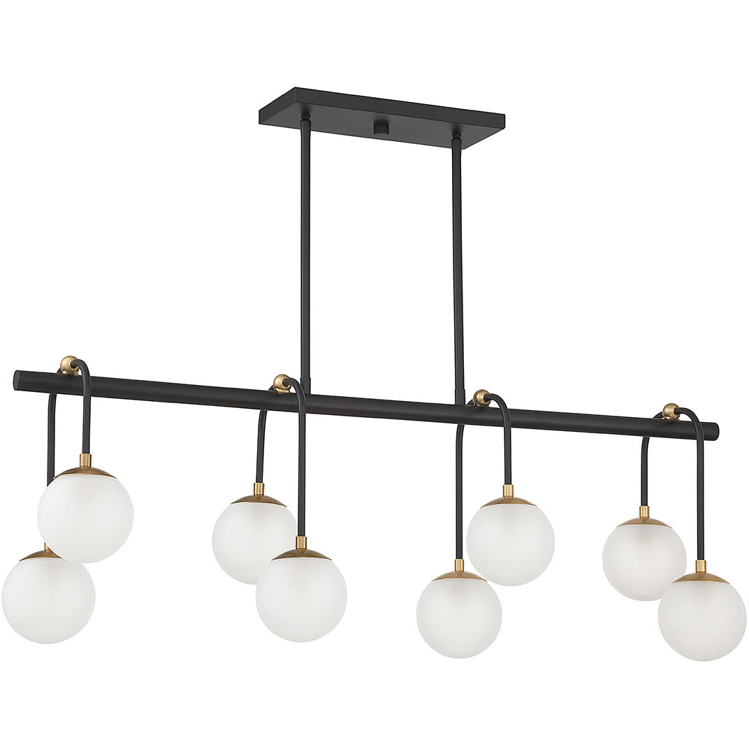 Couplet 8 Light 38 inch Black with Warm Brass Accents Linear Chandelier Ceiling Light