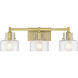 Dover 3 Light 25 inch Warm Brass Bathroom Vanity Light Wall Light