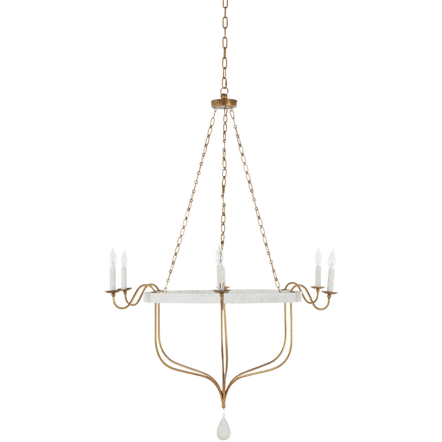 Karla 6 Light 42 inch Gilded Gold / Textured White Chandelier Ceiling Light