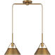 Vintage 2 Light 29 inch Natural Brass Linear Chandelier Ceiling Light