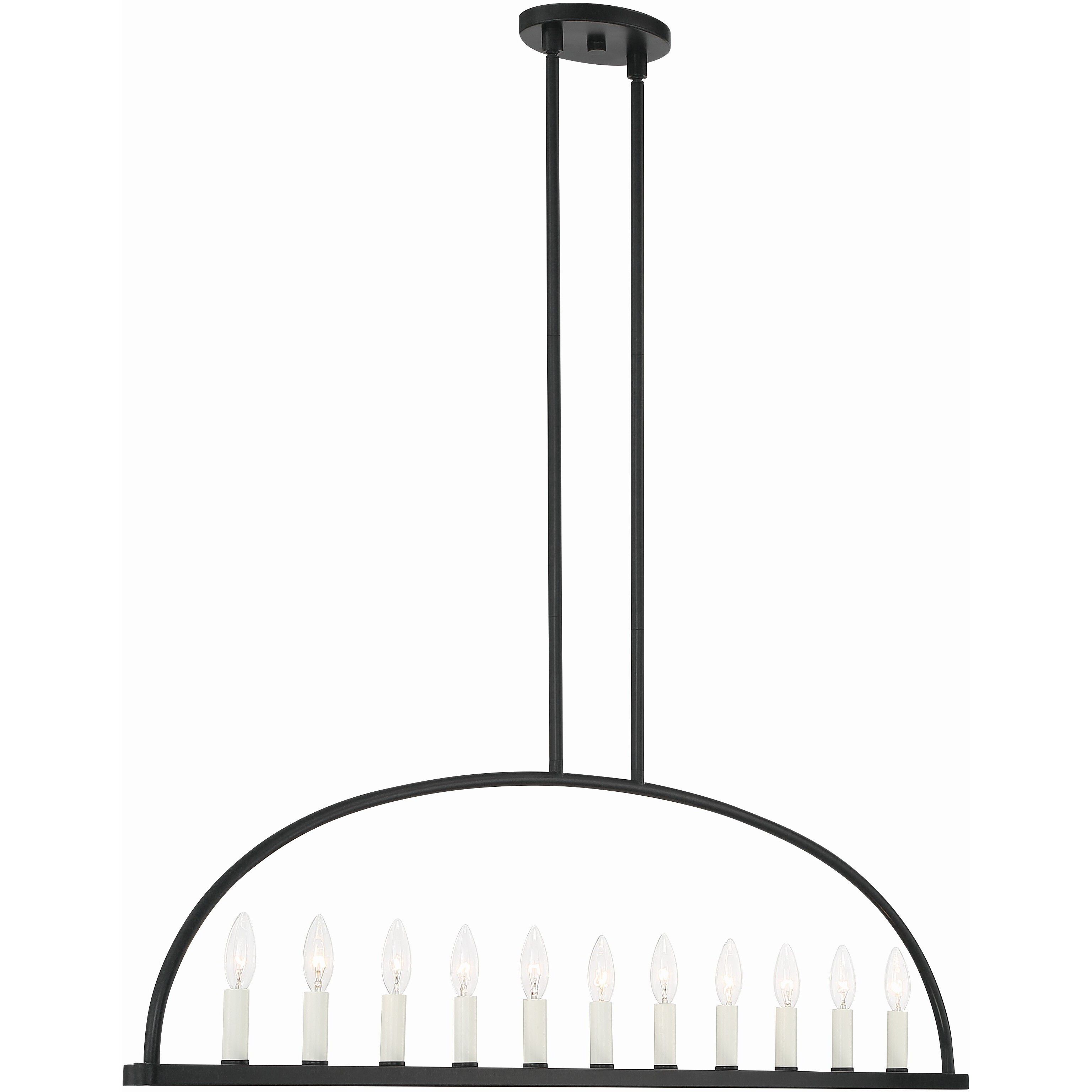 Abbott 11 Light 54 inch Black Linear Chandelier Ceiling Light