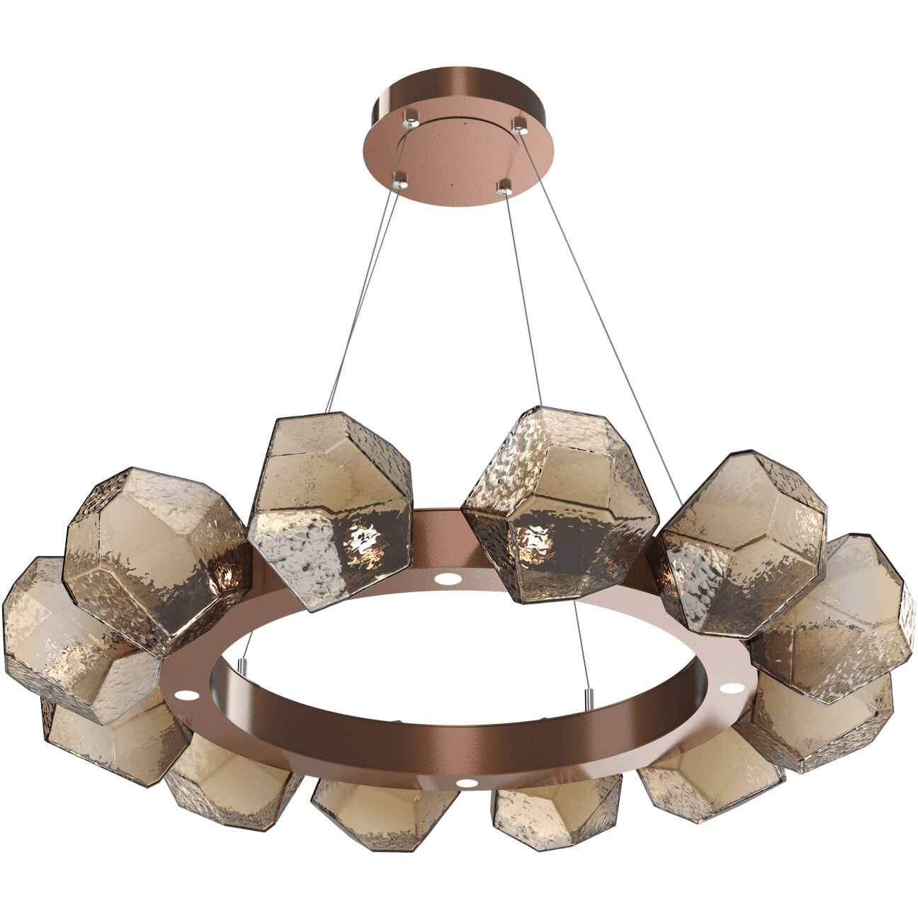 Gem LED 36 inch Burnished Bronze Chandelier Ceiling Light in 3000K LED, Radial Ring