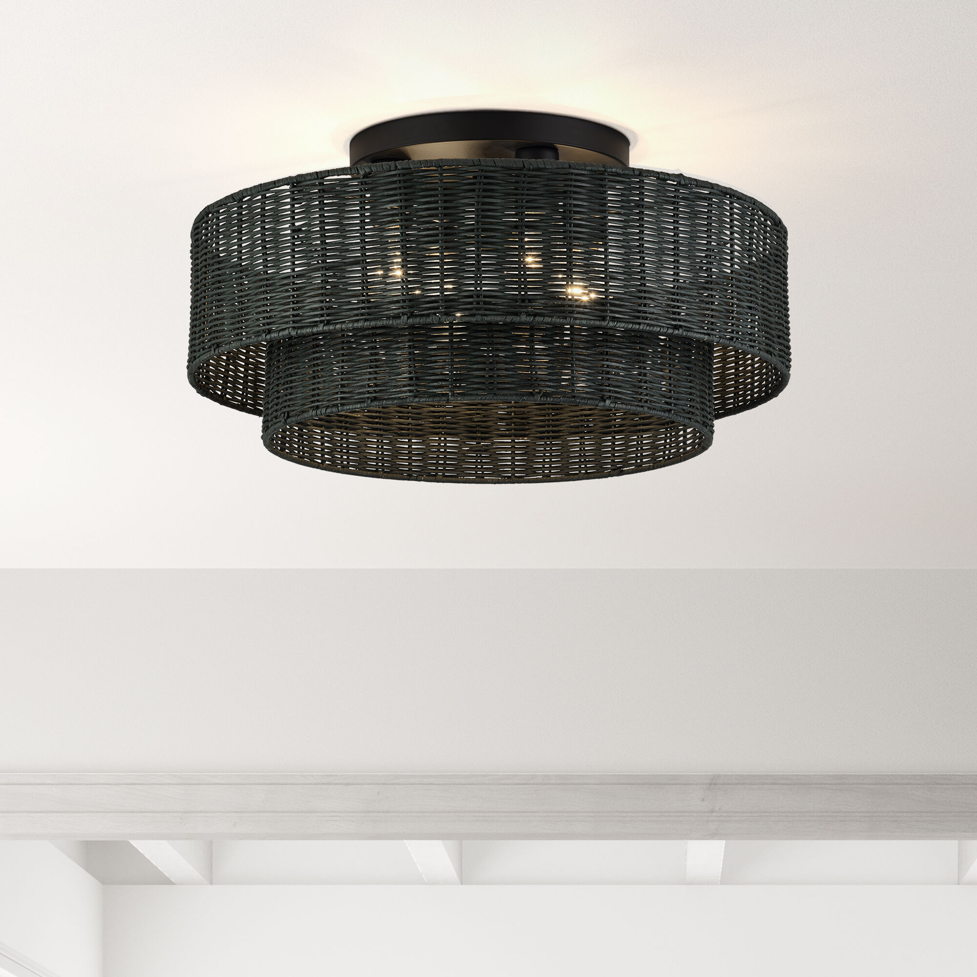 Weavington 4 Light 21 inch Black Semi Flush Mount Ceiling Light, Extra Large
