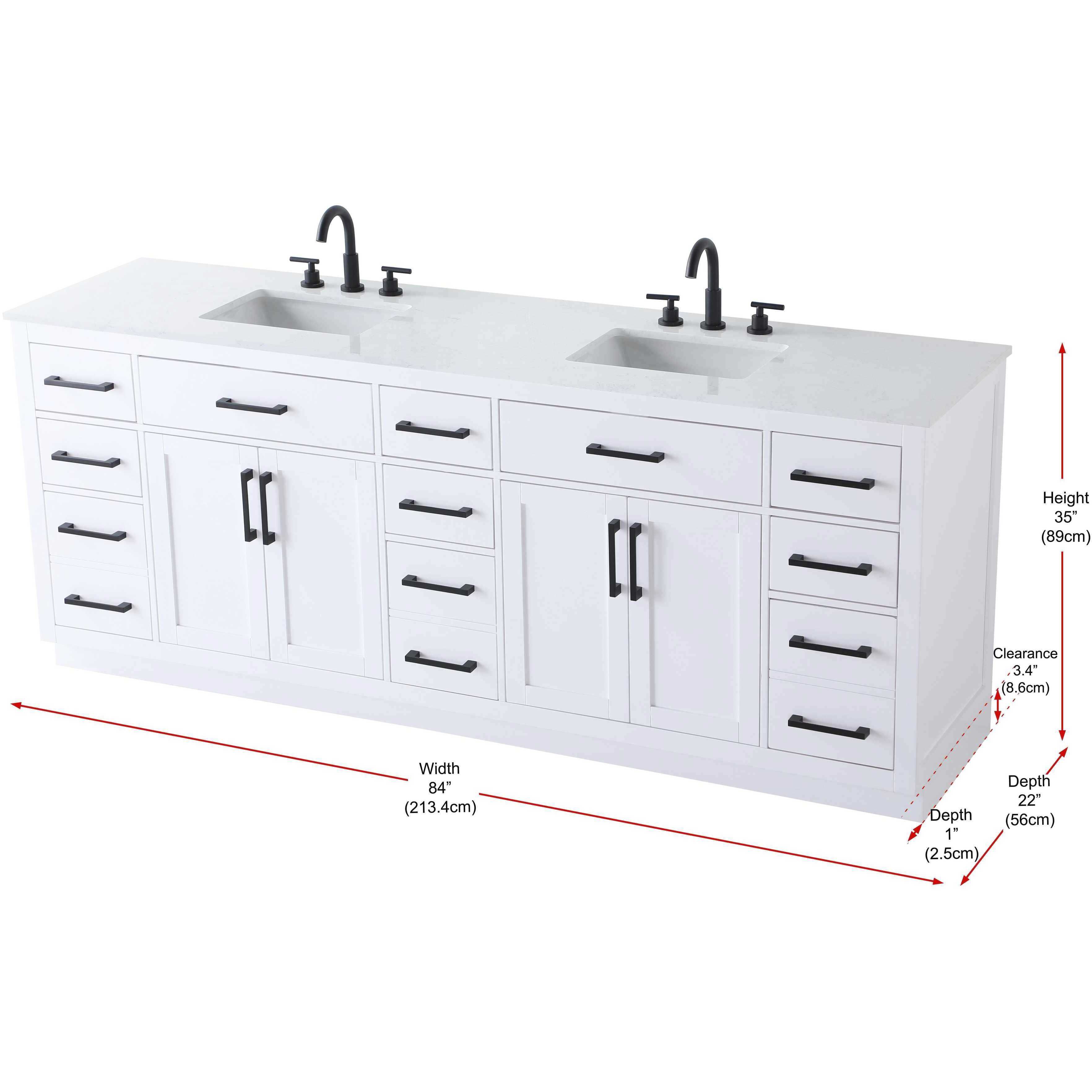 Alden 84 X 35 inch White Bathroom Vanity Cabinet