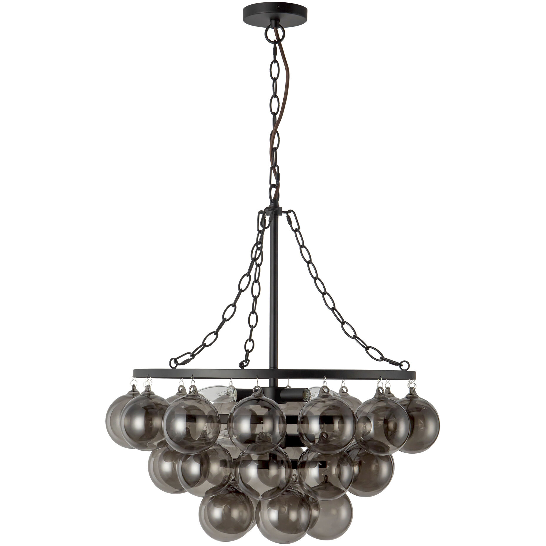 Alora Mood Faye 6 Light 24.13 inch Matte Black and Smoked Solid Glass Chandelier Ceiling Light in Smoked Glass
