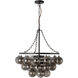 Alora Mood Faye 6 Light 24.13 inch Matte Black and Smoked Solid Glass Chandelier Ceiling Light in Smoked Glass